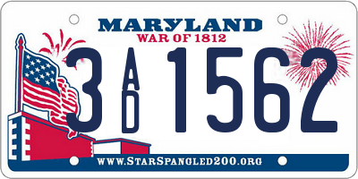 MD license plate 3AD1562