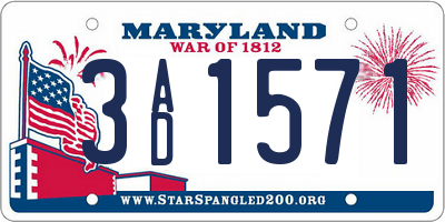 MD license plate 3AD1571