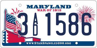 MD license plate 3AD1586