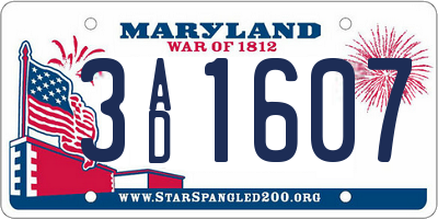 MD license plate 3AD1607