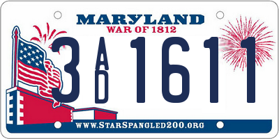 MD license plate 3AD1611