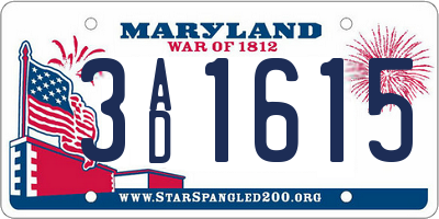 MD license plate 3AD1615