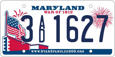 MD license plate 3AD1627