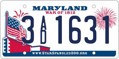 MD license plate 3AD1631