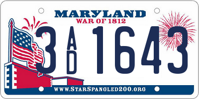 MD license plate 3AD1643