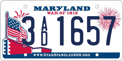 MD license plate 3AD1657