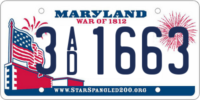 MD license plate 3AD1663