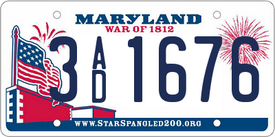MD license plate 3AD1676