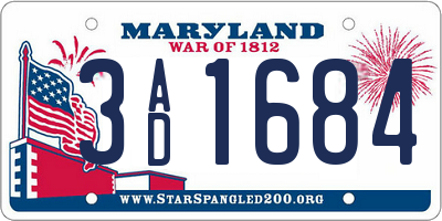 MD license plate 3AD1684