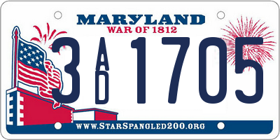 MD license plate 3AD1705