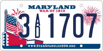 MD license plate 3AD1707