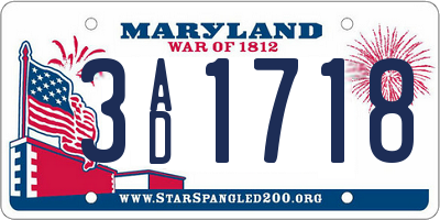 MD license plate 3AD1718