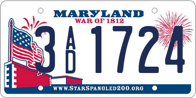 MD license plate 3AD1724