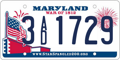 MD license plate 3AD1729