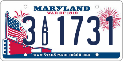 MD license plate 3AD1731