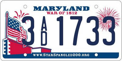 MD license plate 3AD1733