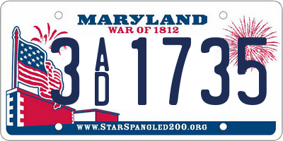 MD license plate 3AD1735
