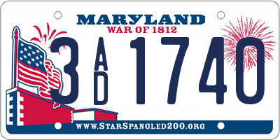 MD license plate 3AD1740
