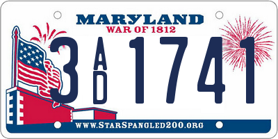 MD license plate 3AD1741