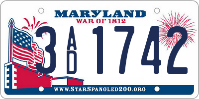 MD license plate 3AD1742