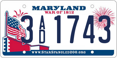 MD license plate 3AD1743