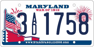MD license plate 3AD1758