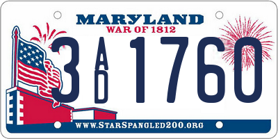 MD license plate 3AD1760