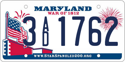 MD license plate 3AD1762