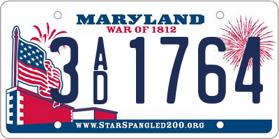 MD license plate 3AD1764