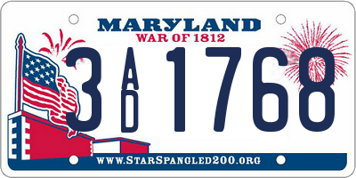 MD license plate 3AD1768