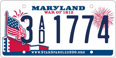 MD license plate 3AD1774