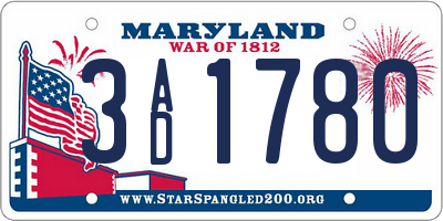 MD license plate 3AD1780