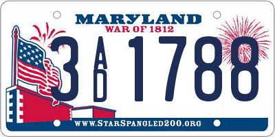 MD license plate 3AD1788