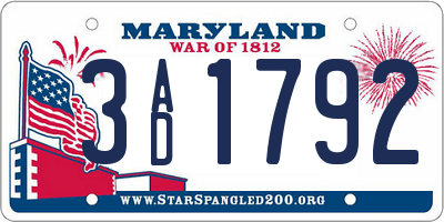 MD license plate 3AD1792