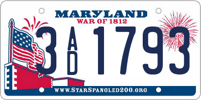 MD license plate 3AD1793