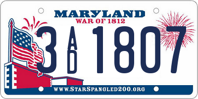 MD license plate 3AD1807