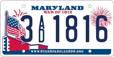 MD license plate 3AD1816