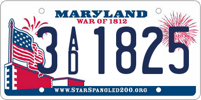 MD license plate 3AD1825