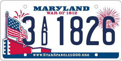 MD license plate 3AD1826