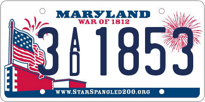 MD license plate 3AD1853