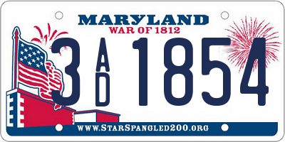 MD license plate 3AD1854