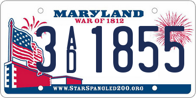 MD license plate 3AD1855