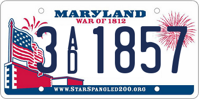 MD license plate 3AD1857