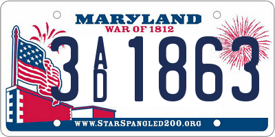 MD license plate 3AD1863