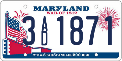 MD license plate 3AD1871