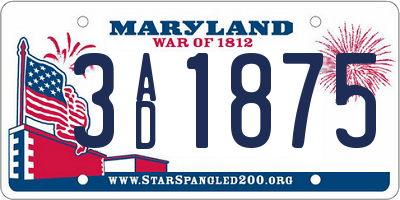 MD license plate 3AD1875