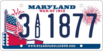 MD license plate 3AD1877