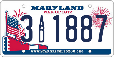 MD license plate 3AD1887