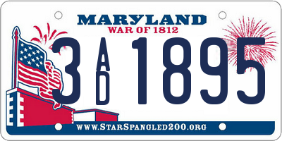MD license plate 3AD1895
