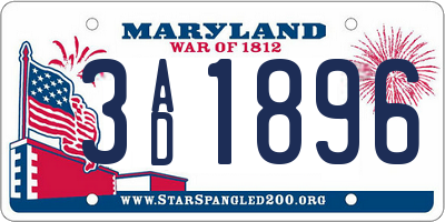 MD license plate 3AD1896